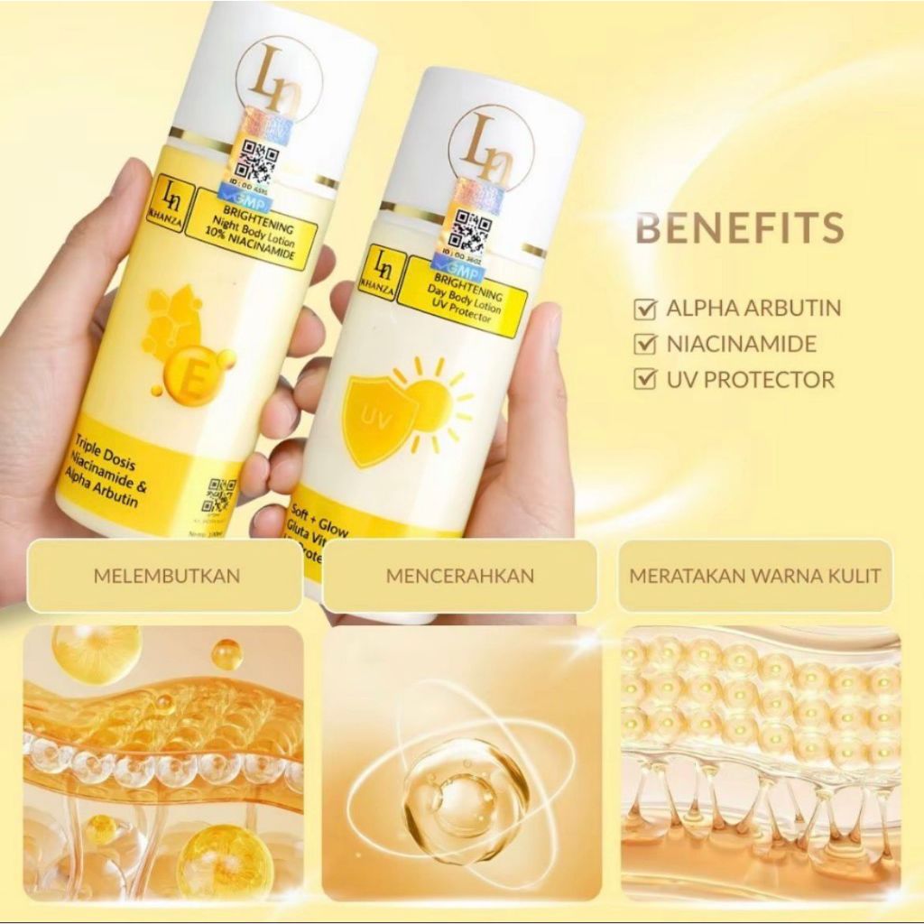LN Body Lotion 10% Alpha Arbutin HB Pemutih UV+ Daily Protection Lotion Siang 100ml BPOM