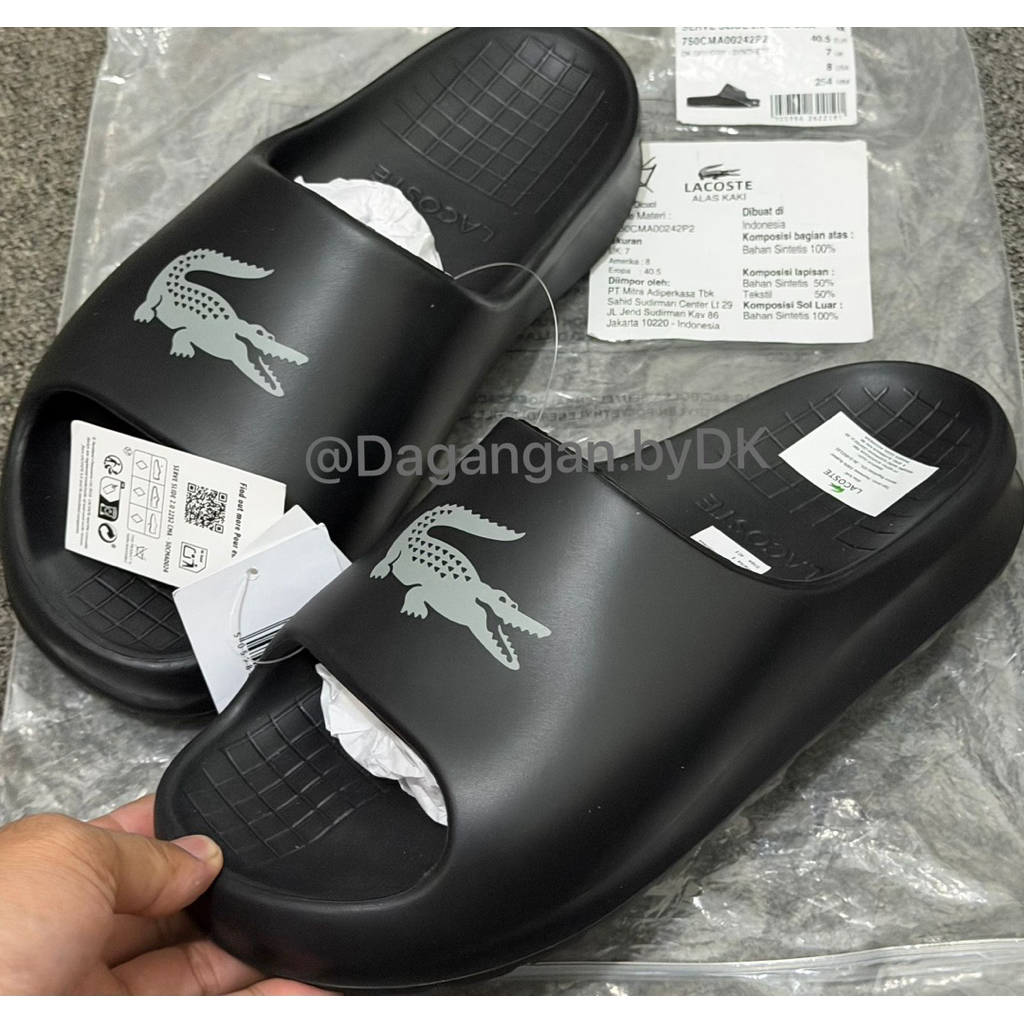 Sandal Lacoste Big Logo Original 100% Black