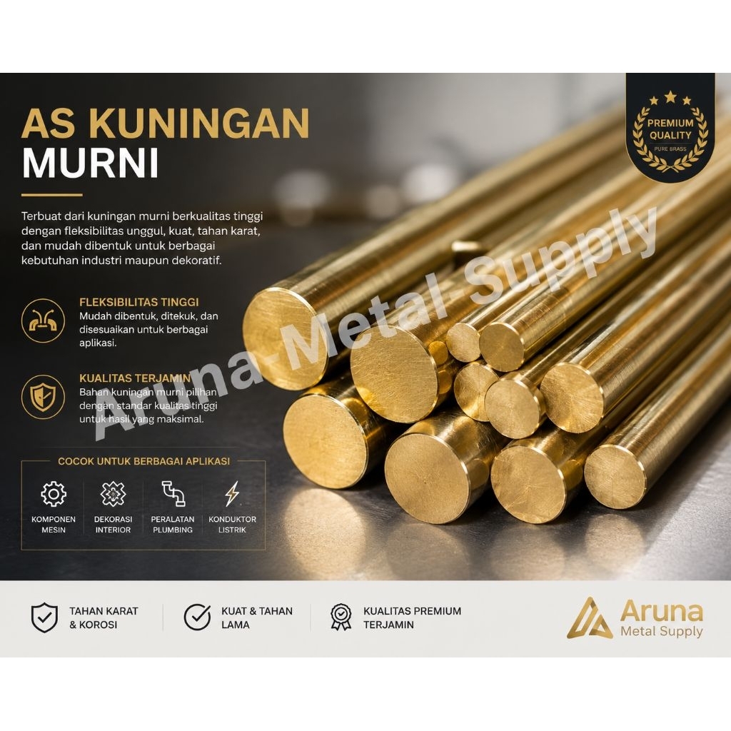 As kuningan diameter 12mm x 2500mm | As kuningan batangan