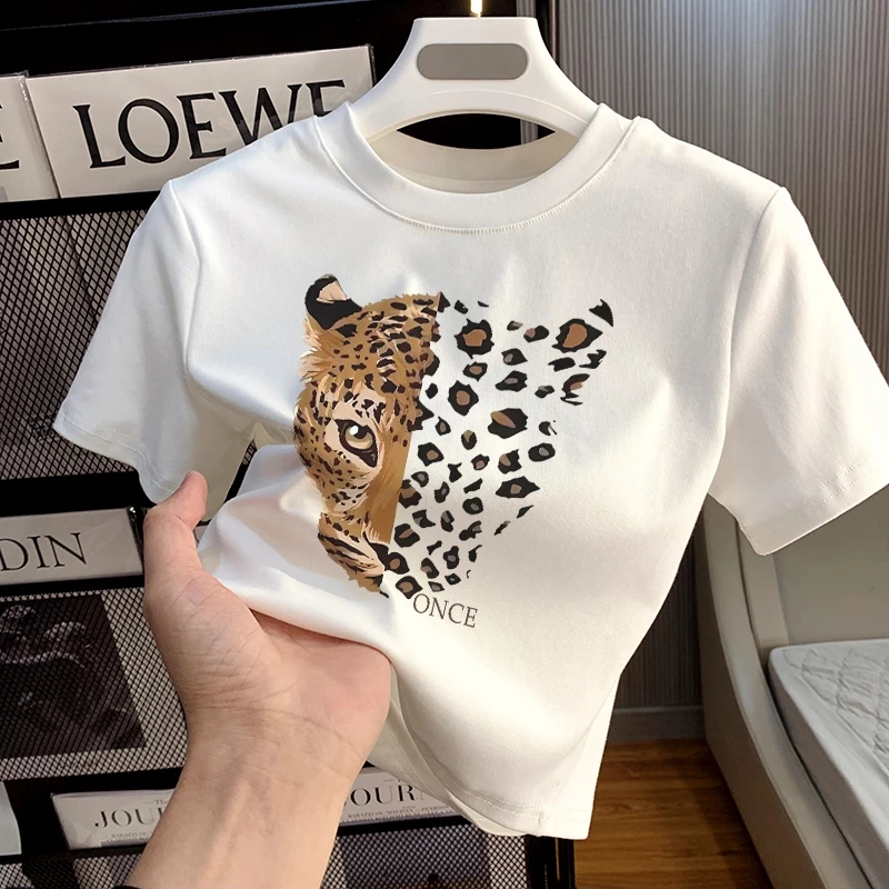 CROP TOP WANITA MOTIF KEPALA leopard/KAOS CROP TOP WANITA RIB KENIT KEPALA leopard