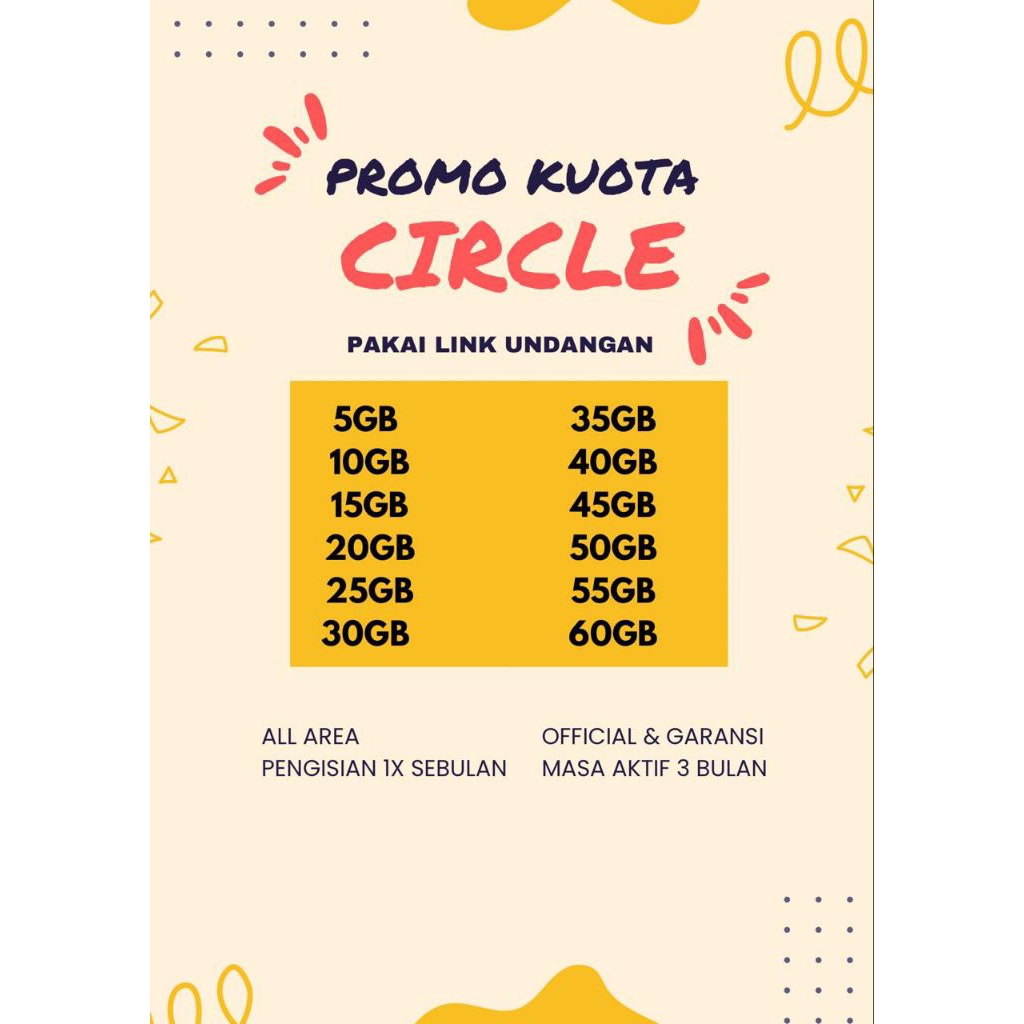 KUOTA XL CIRCLE MURAH 3bulan All Area Resmi