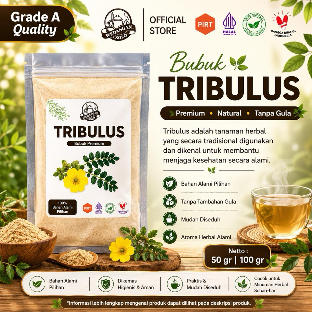 Tribulus Terrestris Bubuk Premium Original 100% Herbal Alami Murni Siap Seduh
