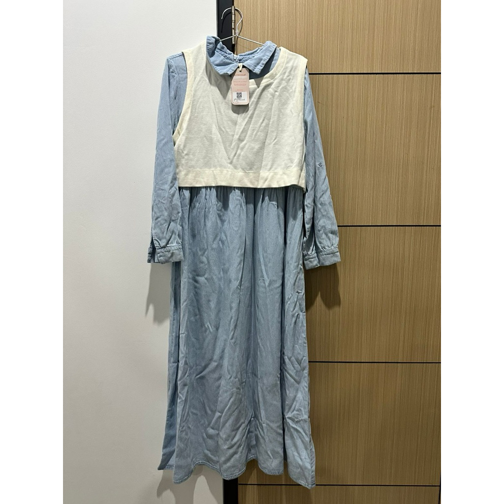ULTRAVIOLET Cempaka Mix Knit Dress 400 (Warna) - Baju Terusan Maxi Gamis Wanita Kasual Hijaber Lebar