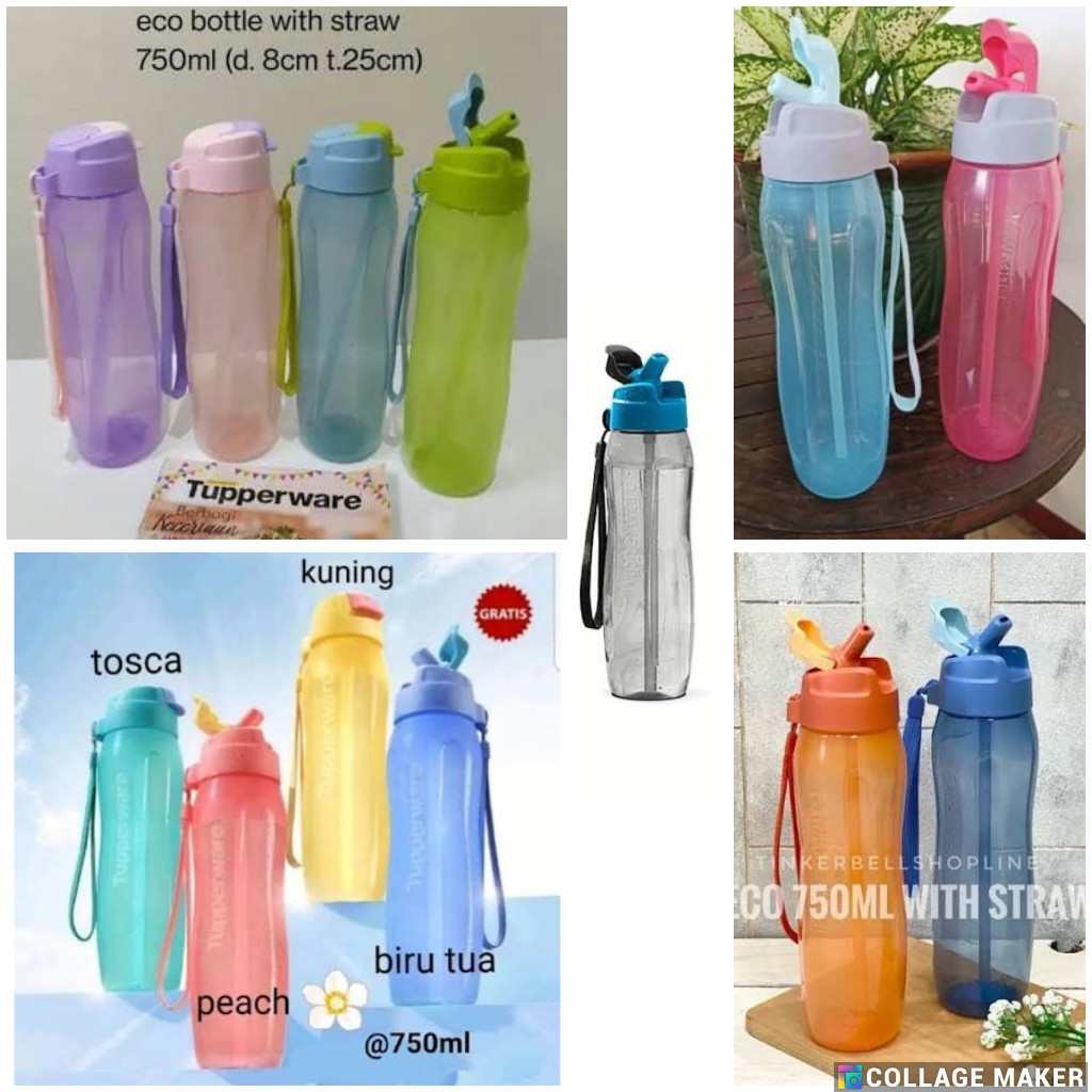 tupperware botol eco straw 750 ml botol sedotan 750ml