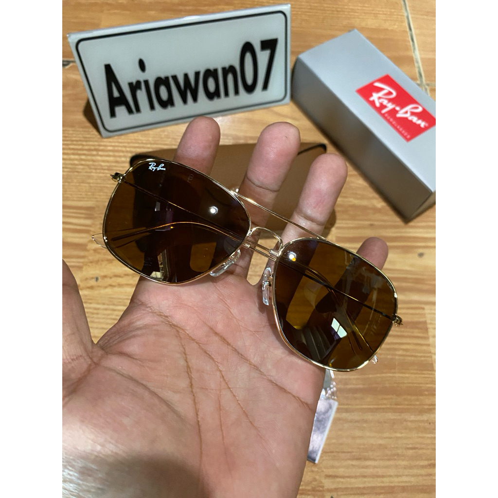 kacamata ray-ban caravan size 58 frame rosegold kaca coklat