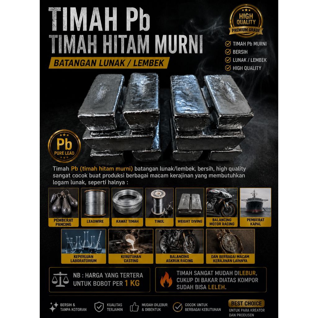 Timah Lunak timah kiloan timah batangan (1KG)