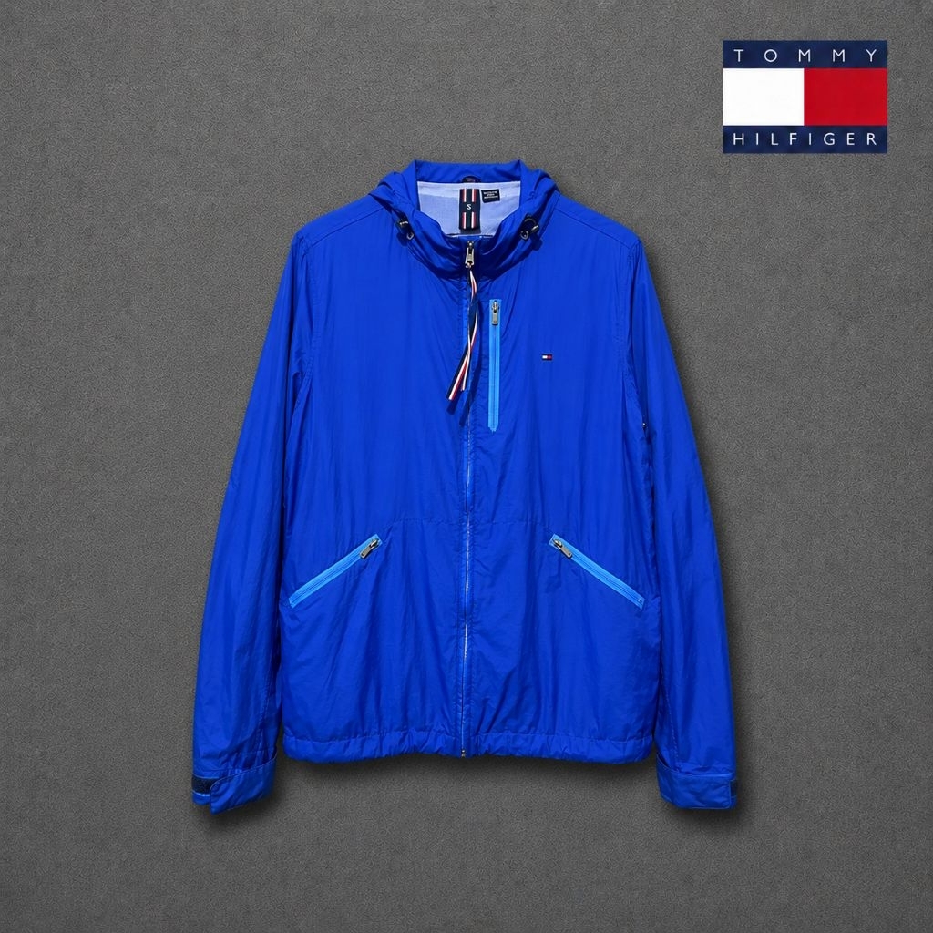 Tommy Hilfiger Windbreaker Hooded Jacket Blue Original Preloved Tommy Jeans