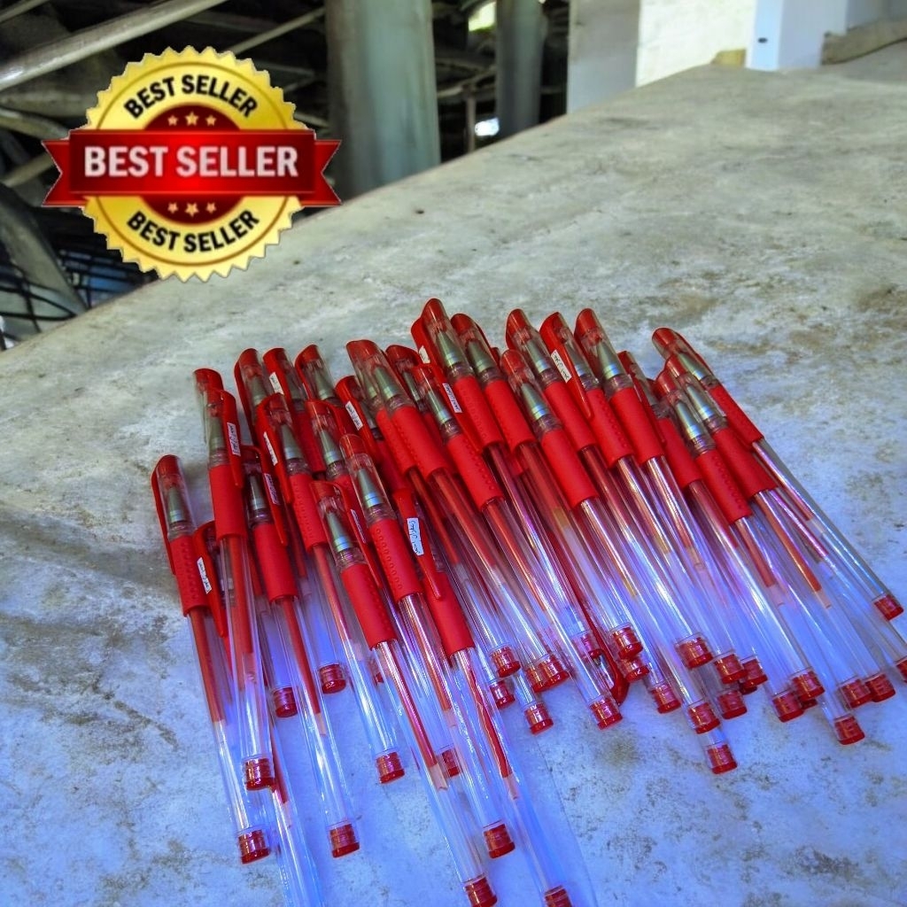 Pulpen Tinta Jafaron merah & gold (emas)