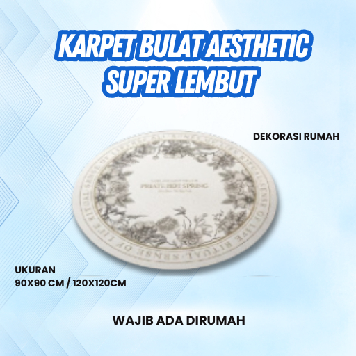 Karpet Lantai Bulat Polos Anti Slip PREMIUM - Karpet Kamar Tidur Minimalis (90 / 120 cm)