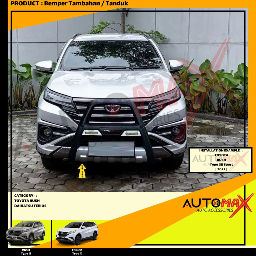 BEMPER DEPAN TAMBAHAN / TANDUK TRD SPORTIVO (MODEL A) ALL NEW TERIOS / NEW RUSH 2021 UP