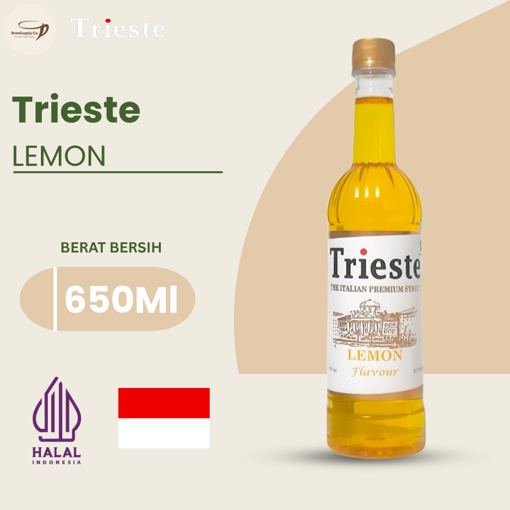Trieste Syrup Lemon - Sirup Rasa Lemon 650ml - Syrup Premium untuk Soda, Mocktail dan Minuman Desser