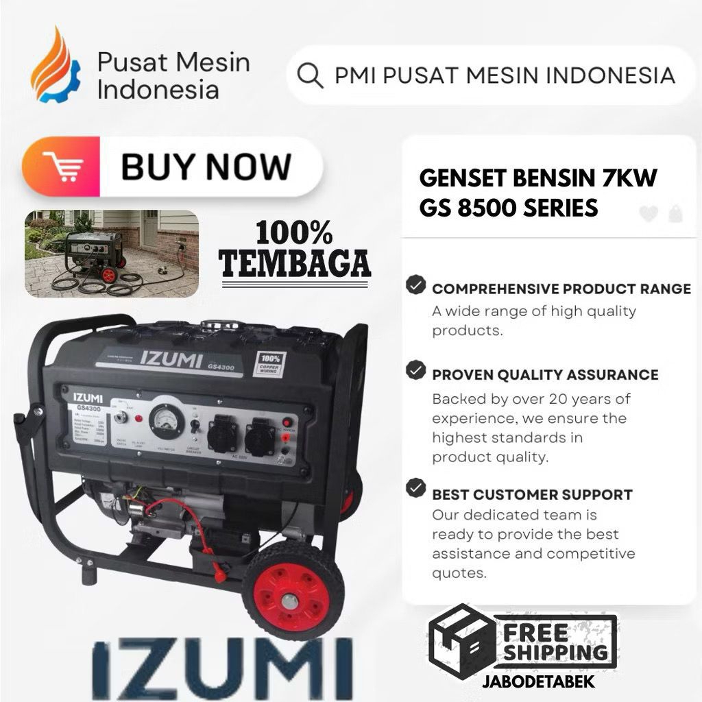 GENSET BENSIN 10 KVA 7KW IZUMI NLG GASOLINE GENERATOR GS 8500/ GENSET BENSIN 7000 WATT/ GENERATOR 10