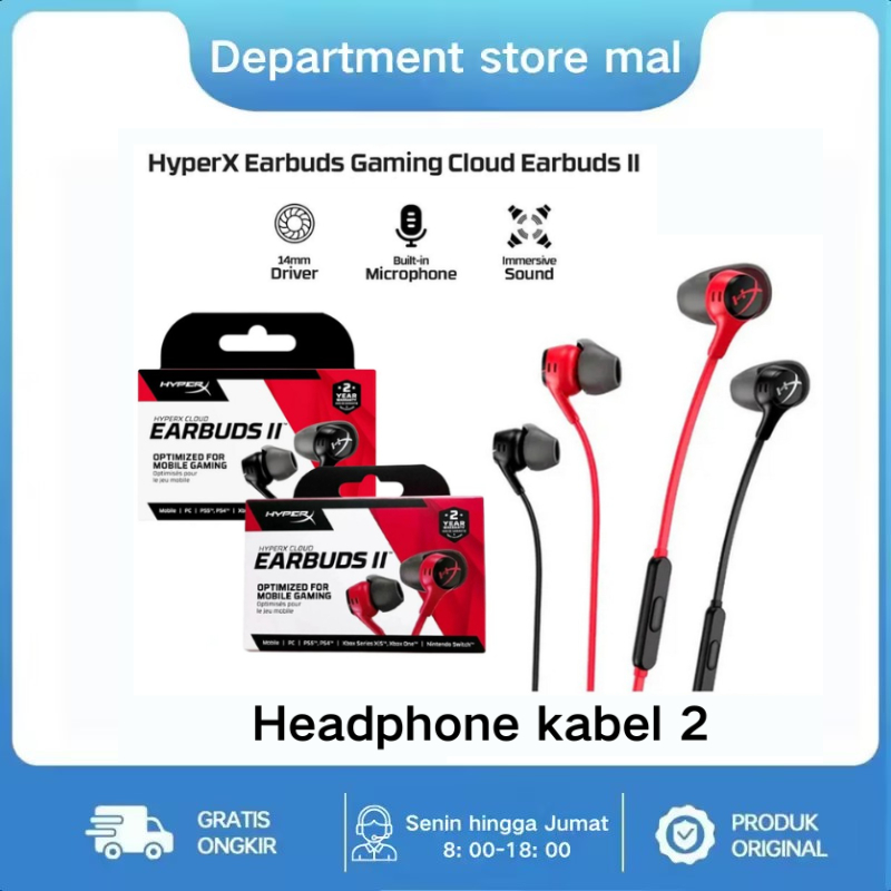HyperX Earbuds Gaming Cloud Earbuds II With Mic Earbuds Handsfree Gaming