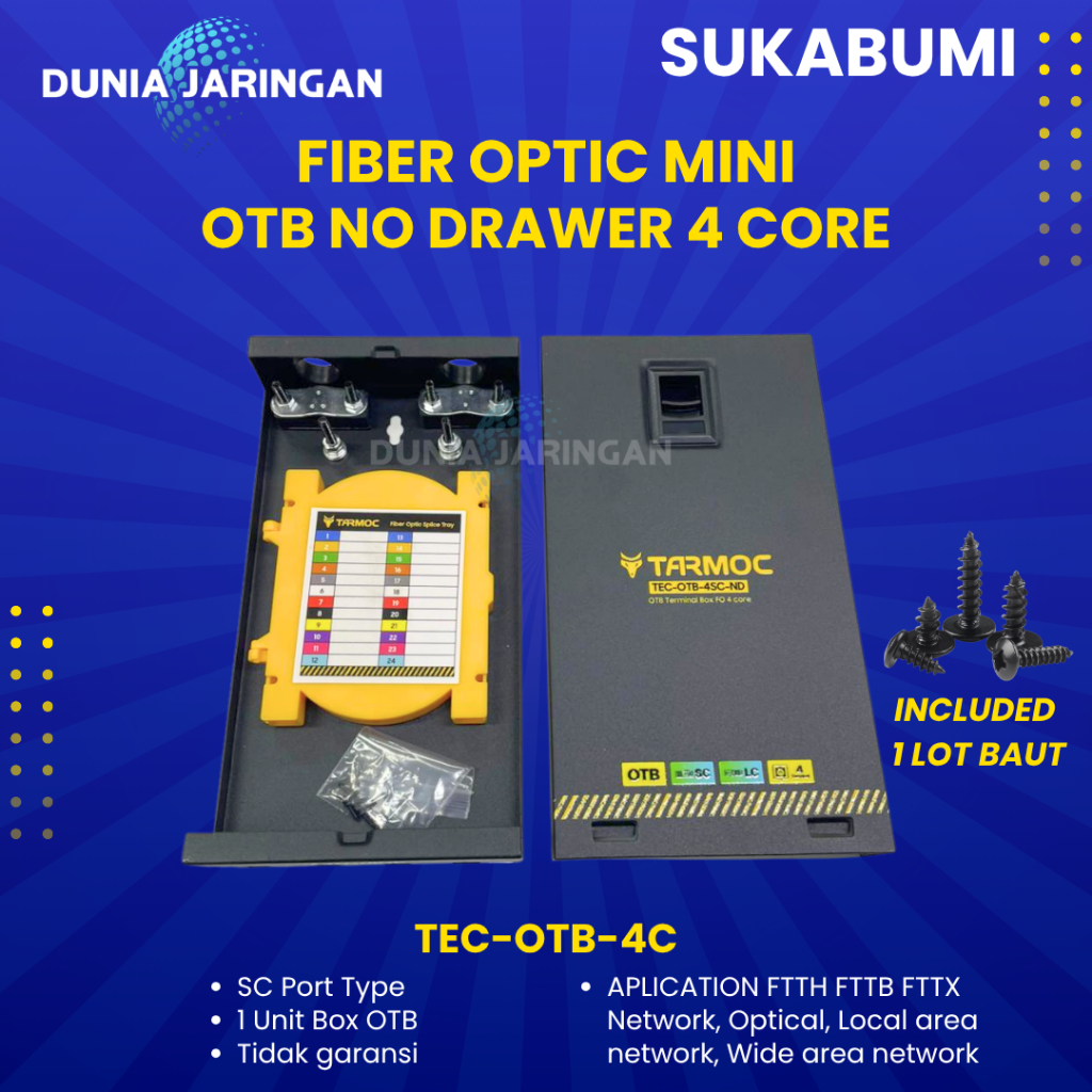 Tarmoc Fiber Optic mini OTB 4 Core SC | Roset FO Besi 4C Kosongan