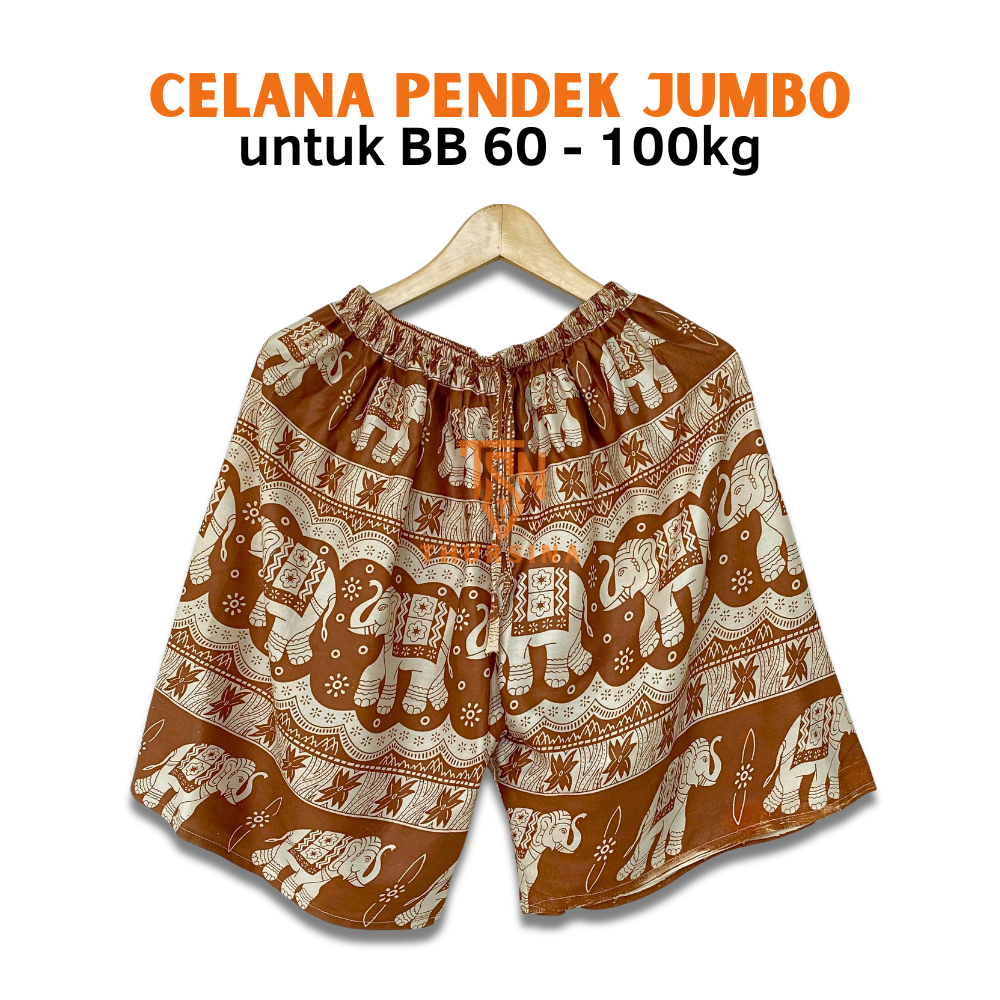 Celana Pendek Jumbo  Motif Gajah Thailand Bahan Rayon - Celana Pendek Gajah - Celana Katun Rayon Jum