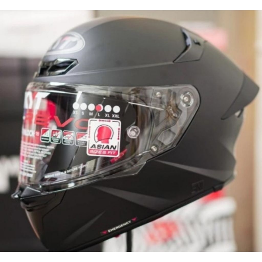 Helm KYT TT Revo Solid Black Matt FullFace hitam doff Original -S