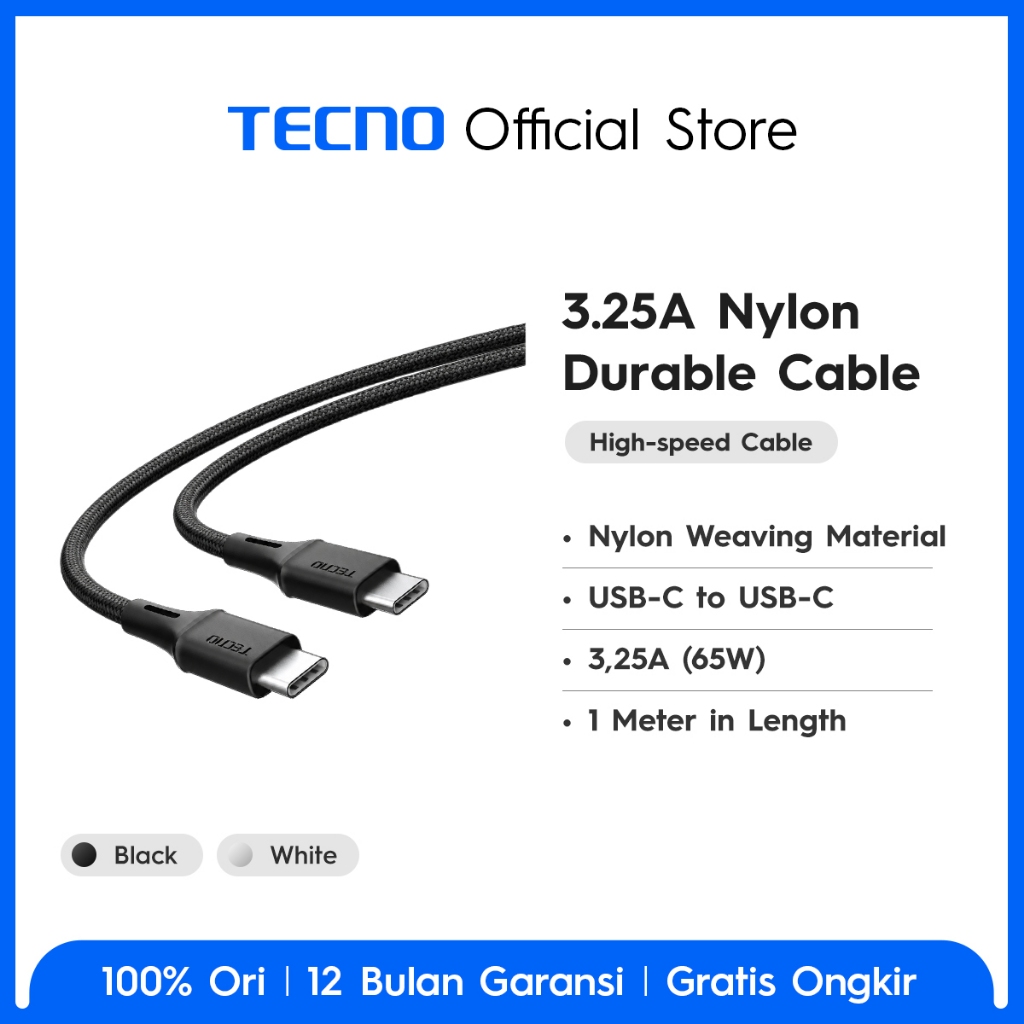 TECNO TCD-CC02 Data Cable USB C to C 65w High Speed Two In One Charging and Data Transfer - Gambar 2