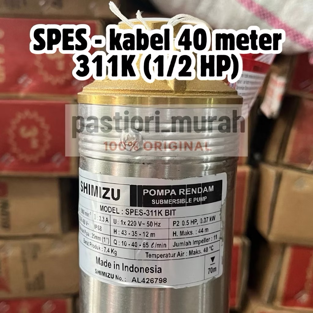 Pompa Submersibel Shimizu 3in 3” 0.5hp 1/2hp 1/2 hp 0.5 + Kabel + Control Box  SPES 311K SPES 311 K 