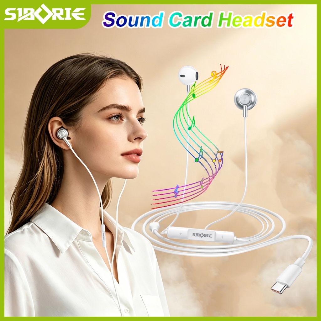 Siborie E30 Earphone Soundcard Kabe Bisa Ganti Suara Pria Wanita rofesional Kualitas Studio HD Untuk