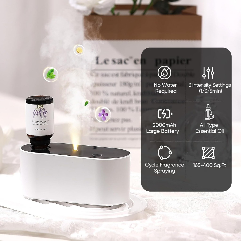 100% Aman Mini Scenting Diffuser 45M Cordless Essential Oil Diffuser Waterless Air Diffuser