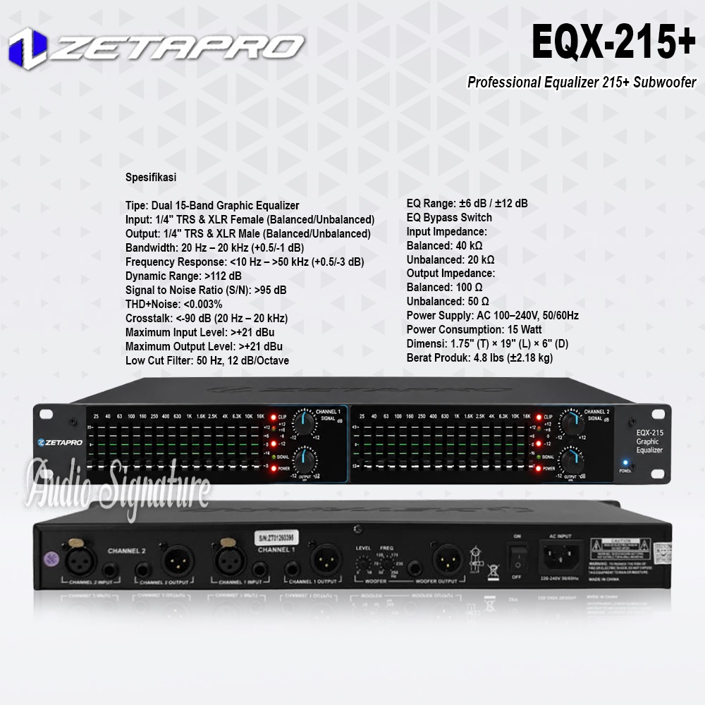 Equalizer Equaliser ZETAPRO EQX 215+ / EQX 215 + Original