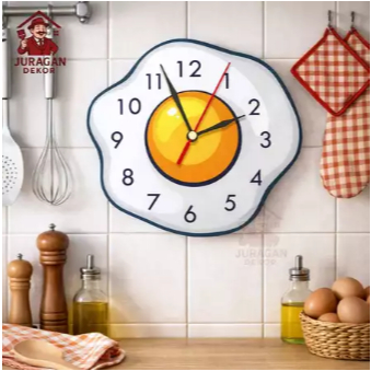 Jam Dinding Unik Telor Ceplok | Hiasan Dinding Kitchen Dapur Minimalis