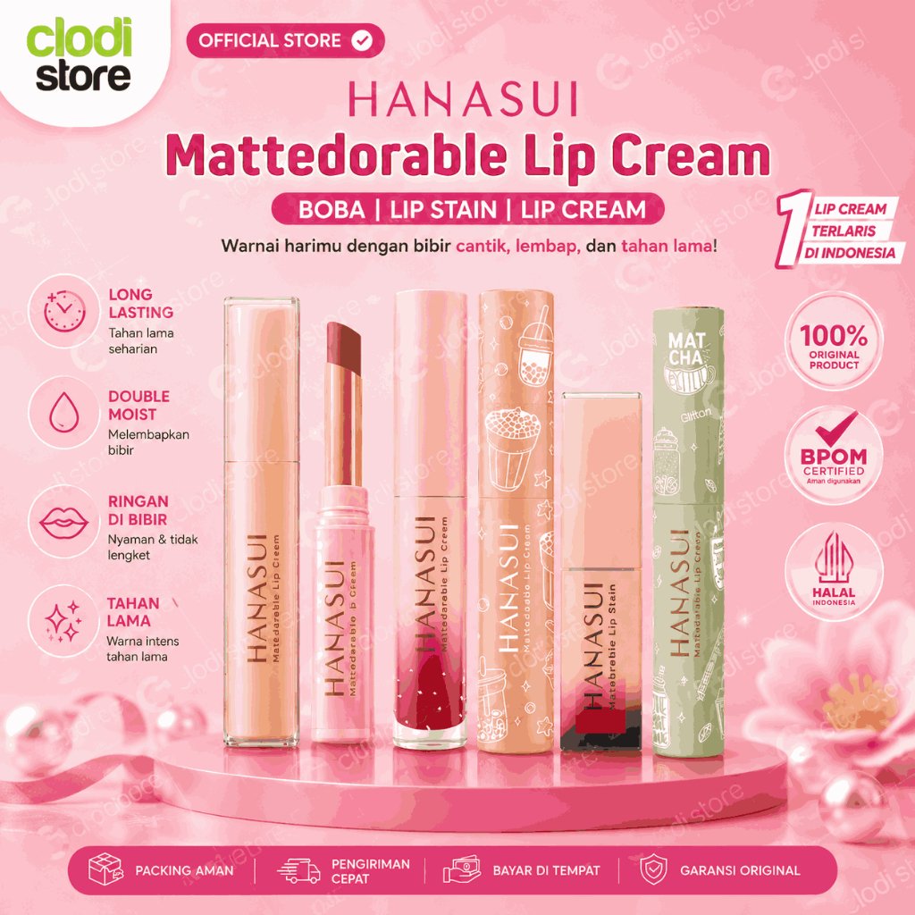 HANASUI BOBA Mattedorable Lip Cream Lip Tint  Lip Stain Matcha Latte Edition Boba Edition
