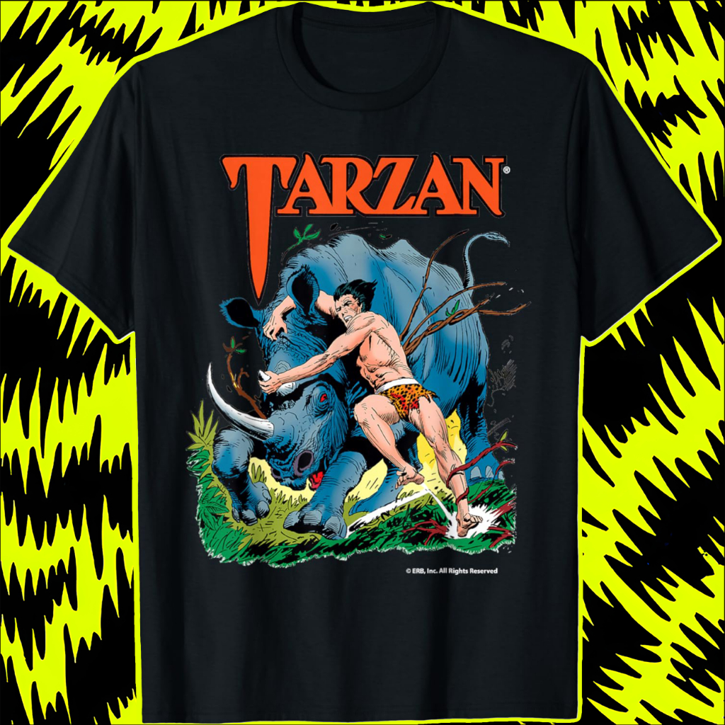 Makeyoushine X Generasi90 Kaos Tarzan Battle With rhinoceros T-Shirt – Baju Vintage 90s Retro Pria W