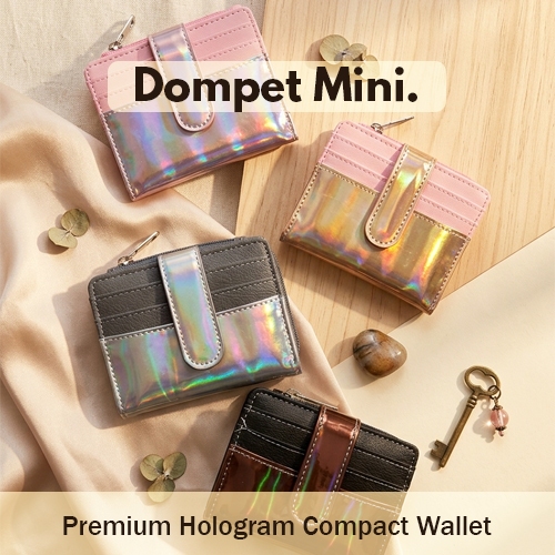 DOMPET LIPAT MINI HOLOGRAM & GLITER
