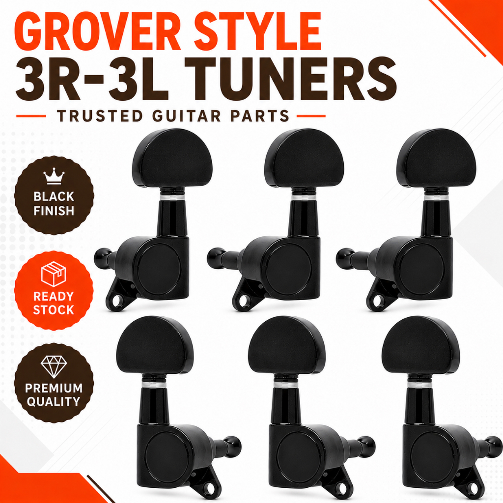 Dryer gitar Grover Style 3R-3L | Tuner Gitar Machine Head Guitar Tuning Peg Grover Style - Black