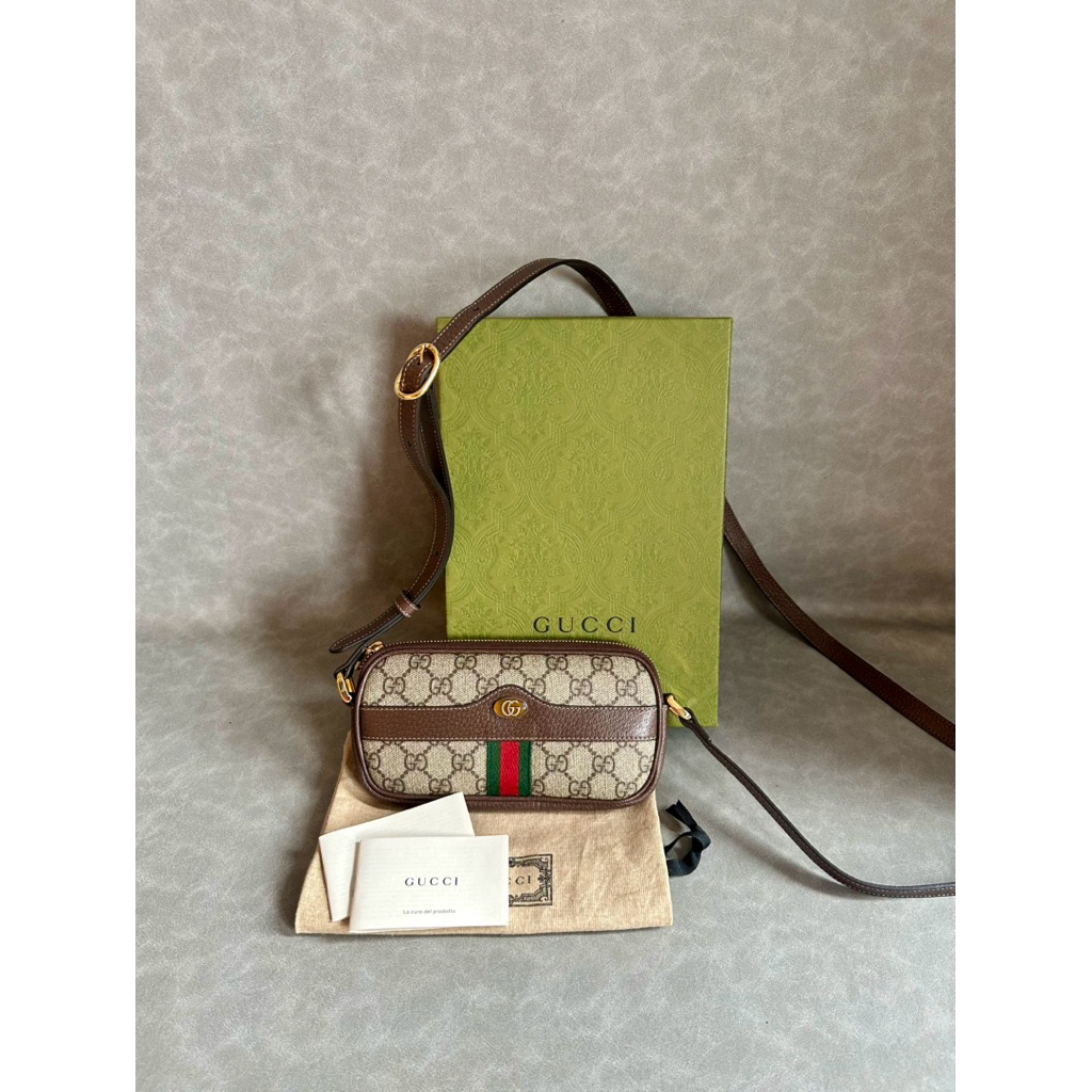 LIKE NEW 2024 Gucci ophidia mini crossbody brown authentic preloved second leather bag