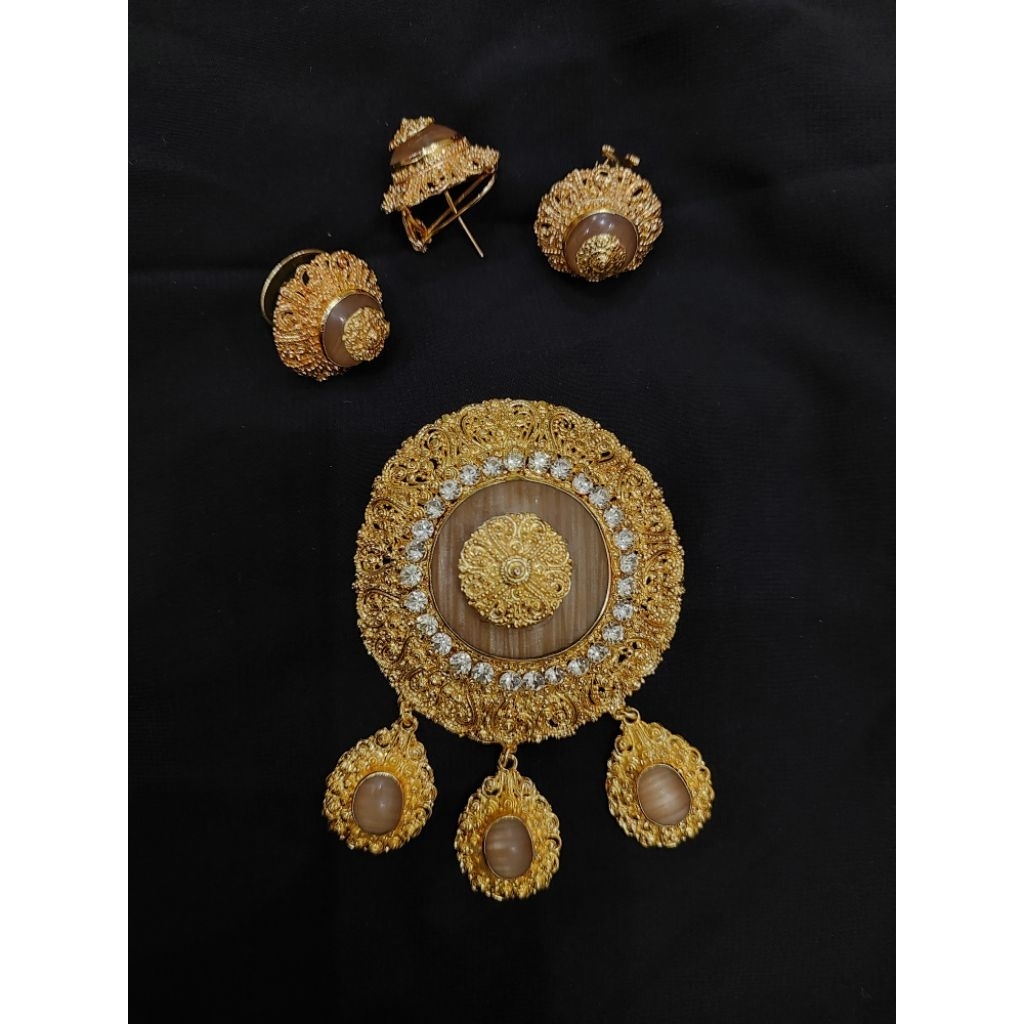 Set Bros Donat Alpaka Bali - Anting , Cincin , Bros