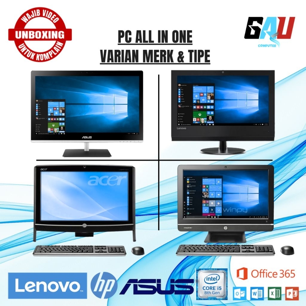 PC All In One AIO Berbagai Merk & Tipe | Lenovo HP Dell Acer Asus MSI | Siap Pakai