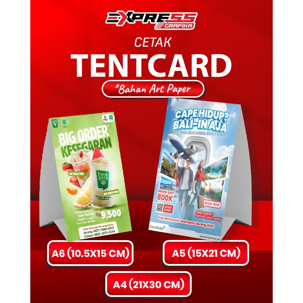 Cetak Tent card Art Carton | Tent card Menu Table | Tent Card Promosi Medan Murah