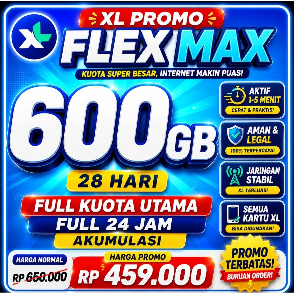 SUPER PROMO KUOTA XL FLEXMAX 300GB FULL 28 HARI