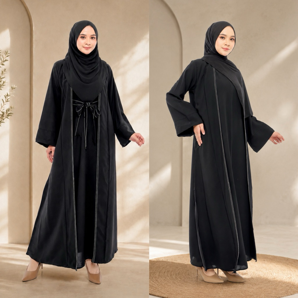 Aisha Abaya Dress Gamis Haji dan Umrah List Putih Abaya Hitam Turkey Premium Wanita Muslim