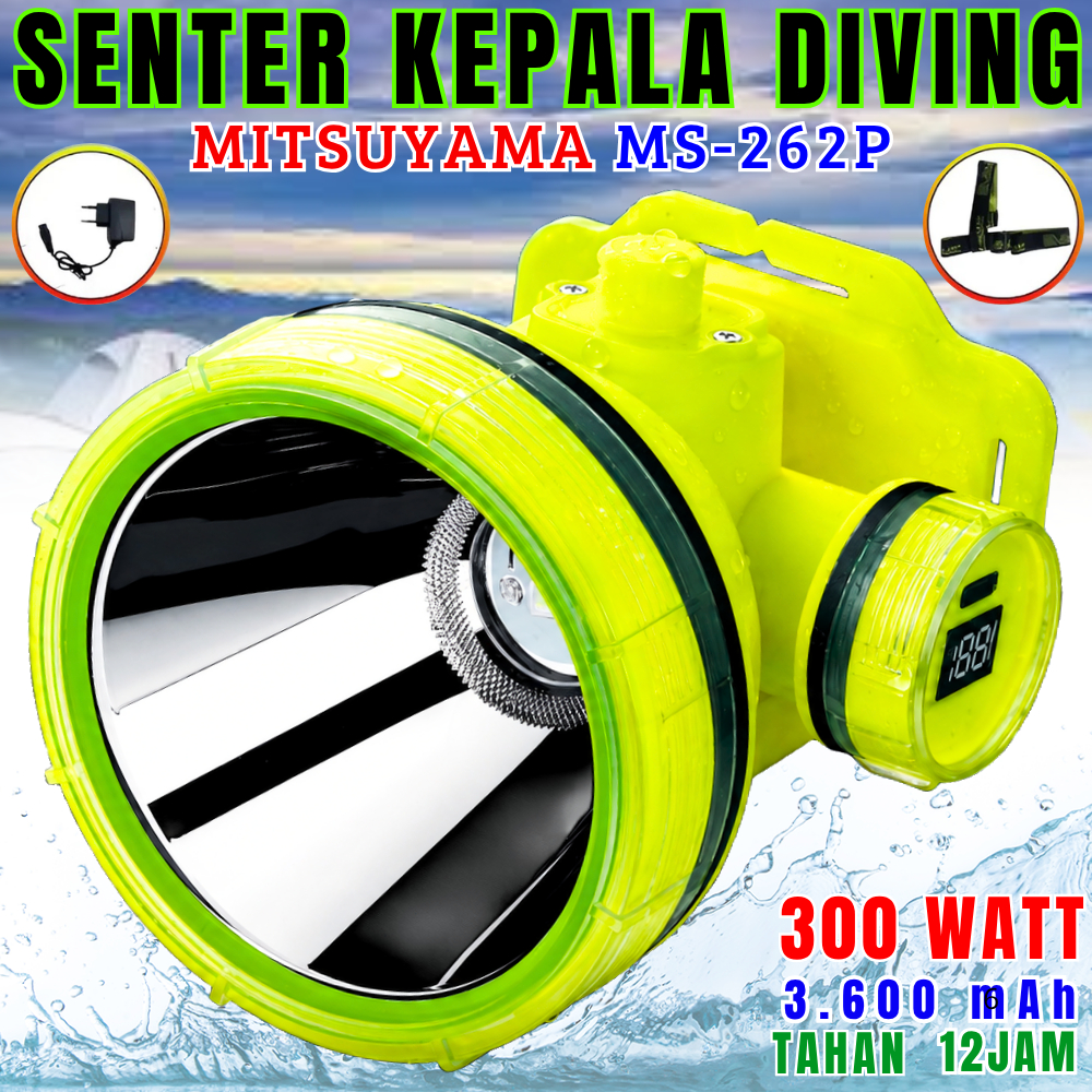 Terbaru Senter Kepala Selam 2 Cahaya (Kuning Dan Putih) Dengan Daya 300watt | Mitsuyama Ms-262p Sent