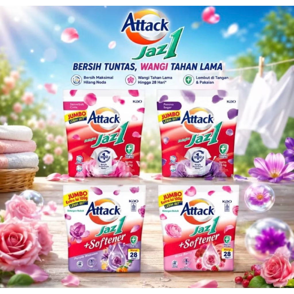 ATTACK JAZ 1 DETERGEN BUBUK JUMBO 1.6kg /1.4kg (PROMO)