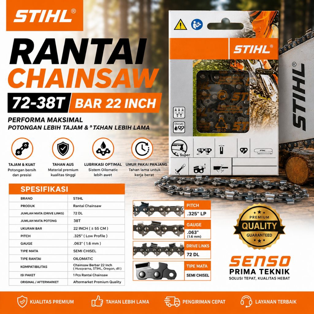 Rantai Senso Stihl 38T 22" Rantai belah