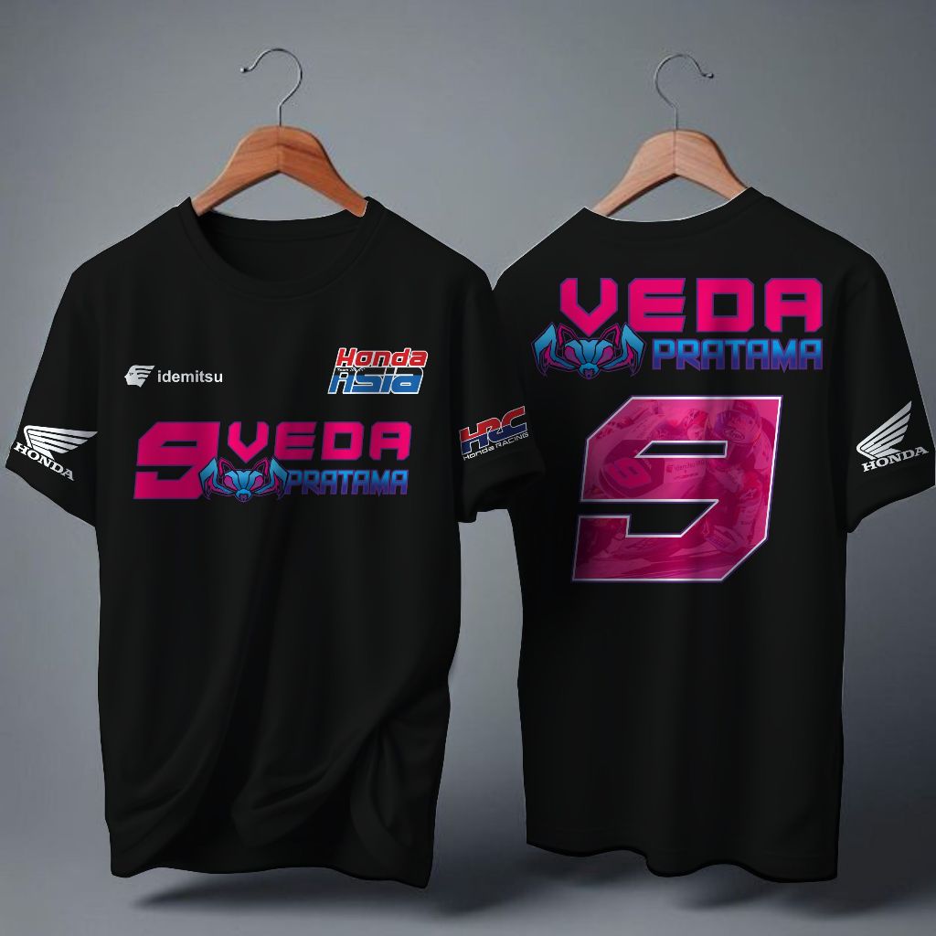 KAOS VEDA EGA PRATAMA MOTO 3 NOMOR 9 MOTO GP INTERNASIONAL HONDA ASIA TEAM VEDA PRATAMA