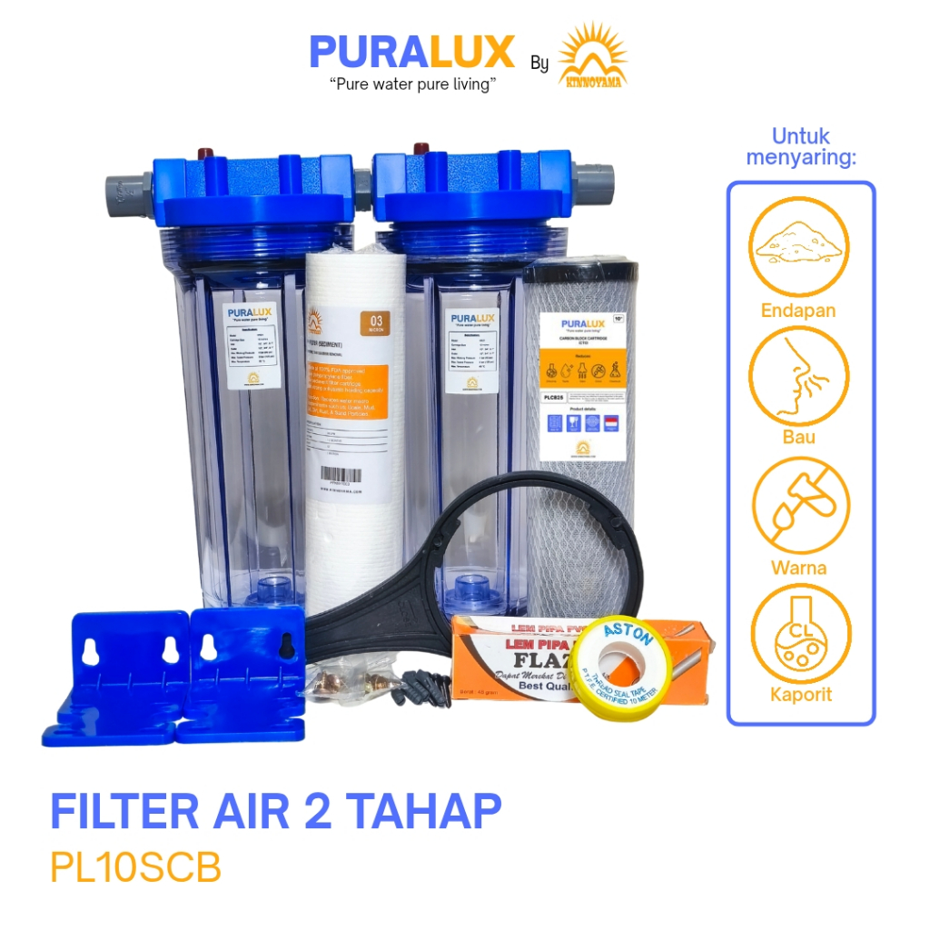 Paket Housing Filter Air Toren 2 Tahap 10 Inci / Penjernih Air Sumur Bor Kotor & Keruh / Water Filte