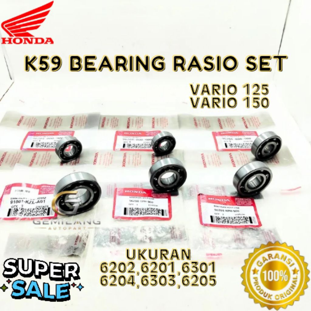 BEARING RASIO SET KODE K59, BEARING RASIO SET VARIO 125, BEARING RASIO SET VARIO 150