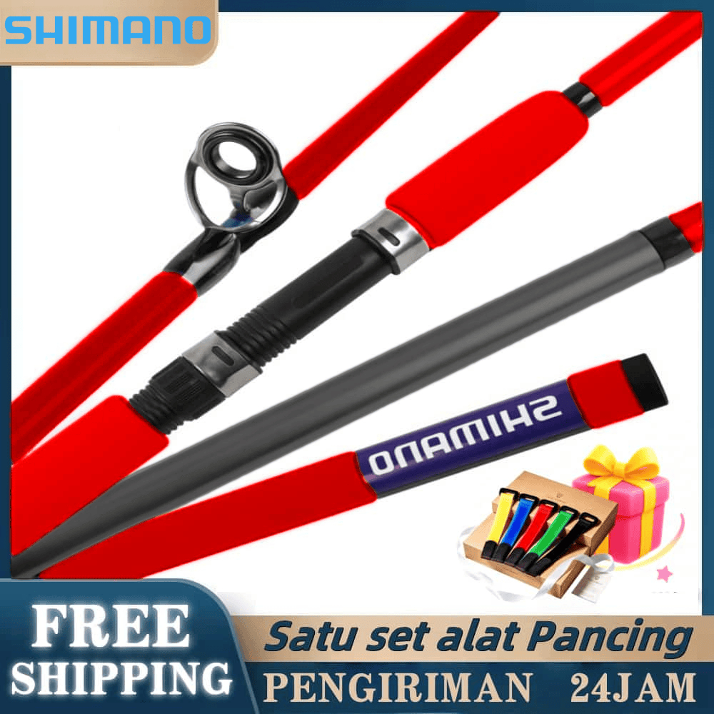 SHIMAN0 Carbon Spinning Rod Casting Rod Ultralight Fishing Rod Combo SET Joran Pancing BaitCasting
