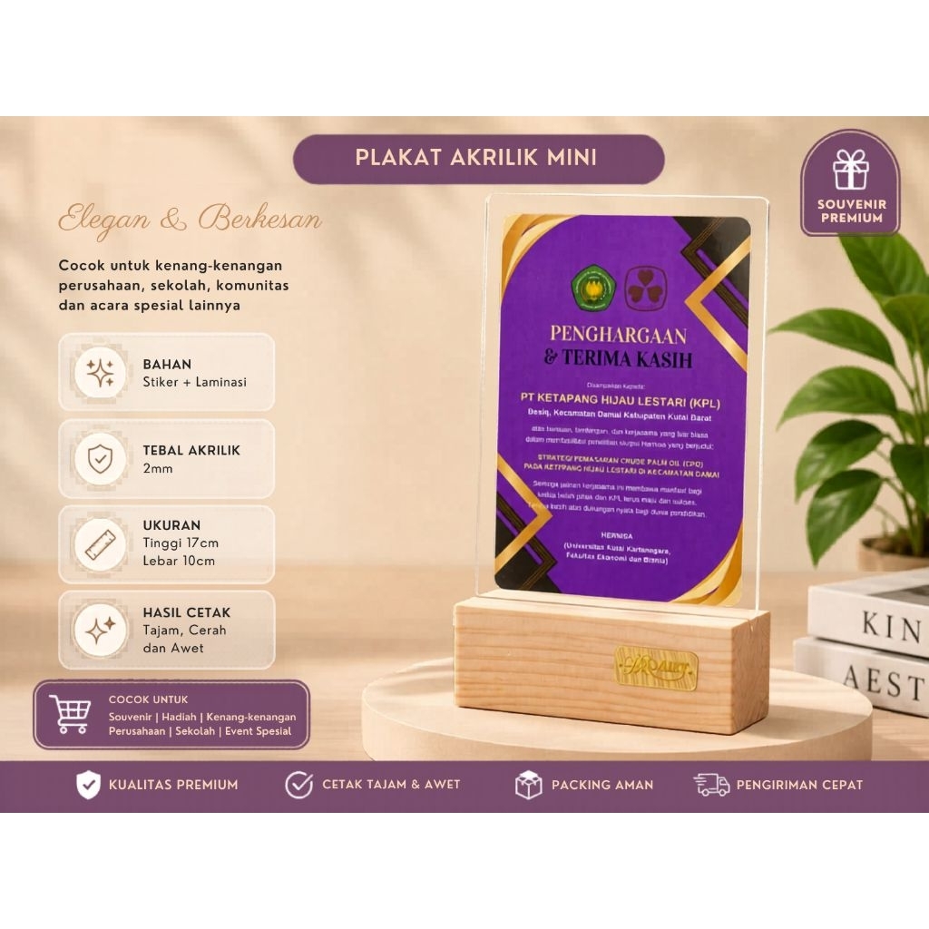 Plakat akrilik mini hadiah ucapan Terimakasih