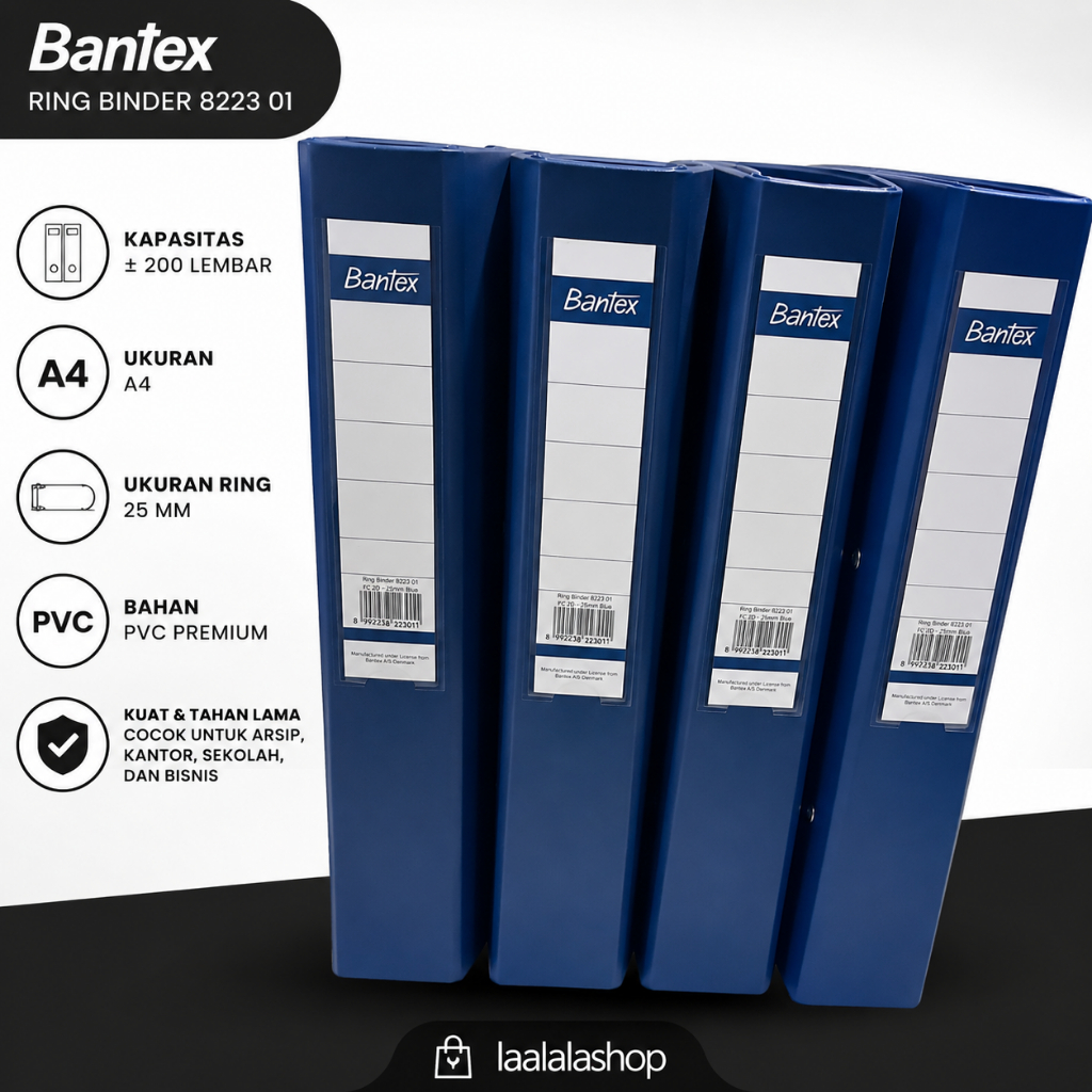 Ring Binder Bantex 8223-01 A4 25mm – Biru