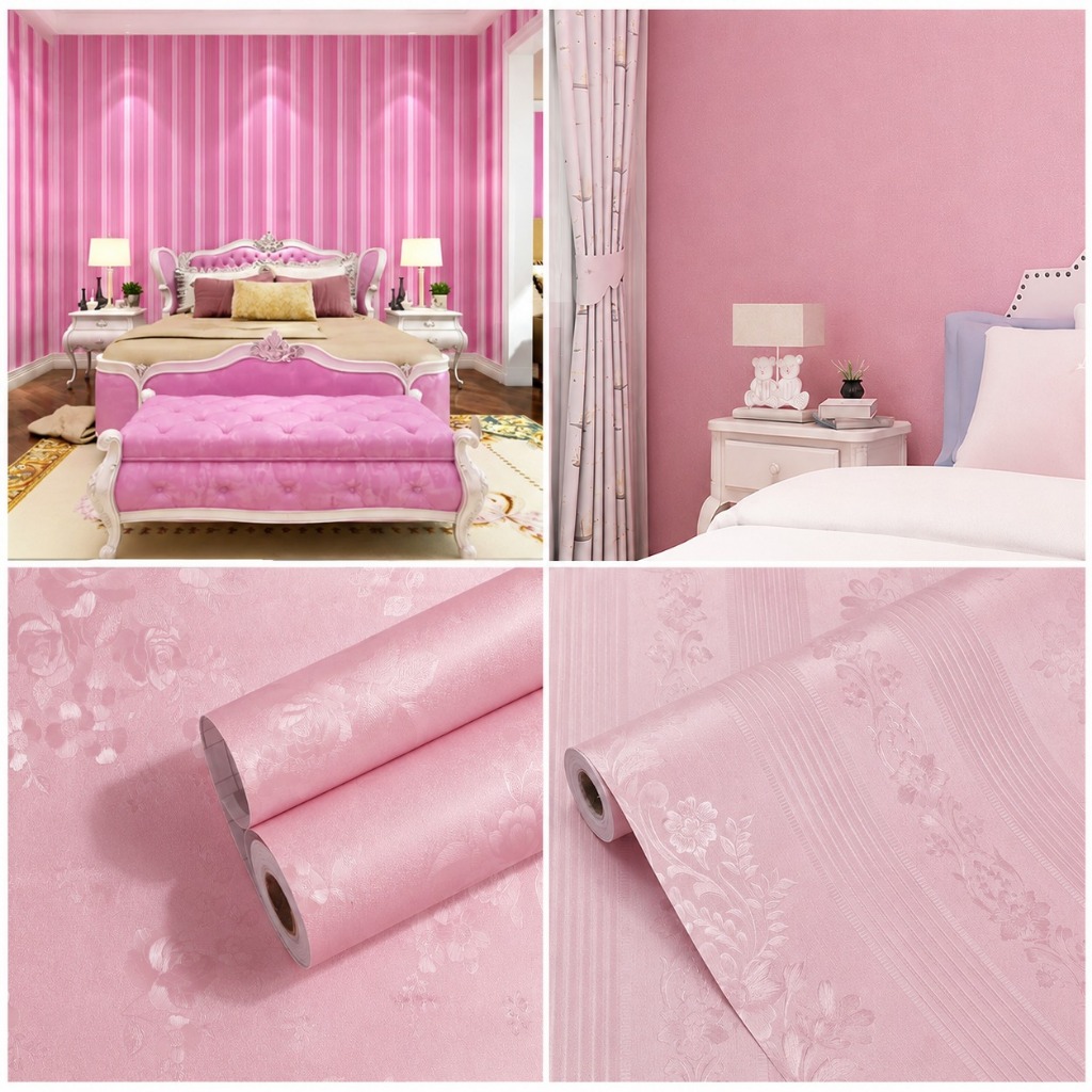 Wallpaper 3d Wallpaper Dinding Wallpaper Ruang Tamu Kamar Tidur Aesthetic Wallpaper Motif Pink 4M