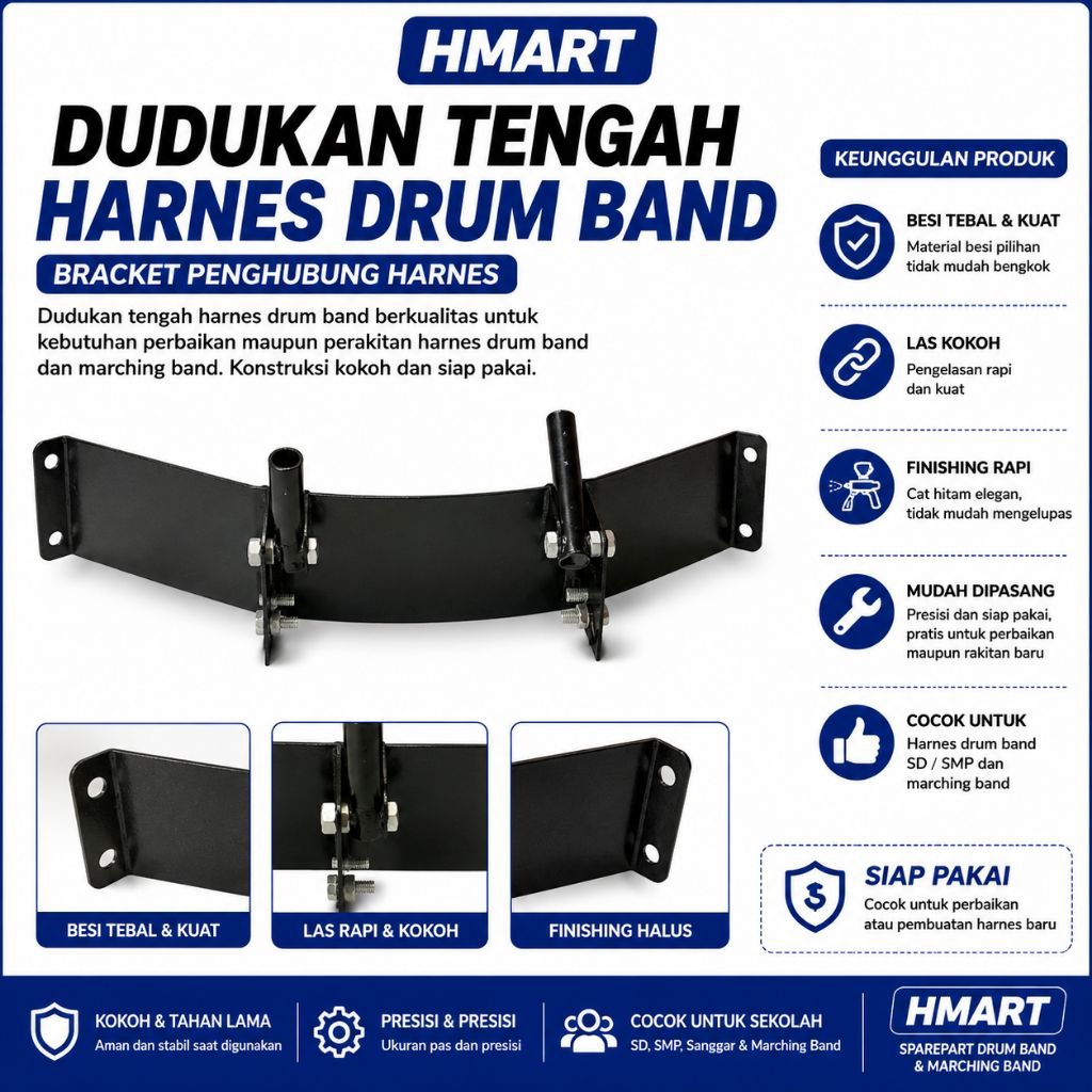 Konektor Quartom / Dudukan Tengah Harnes Drum Band SD / SMP | Bracket Penghubung Harnes Marching Ban