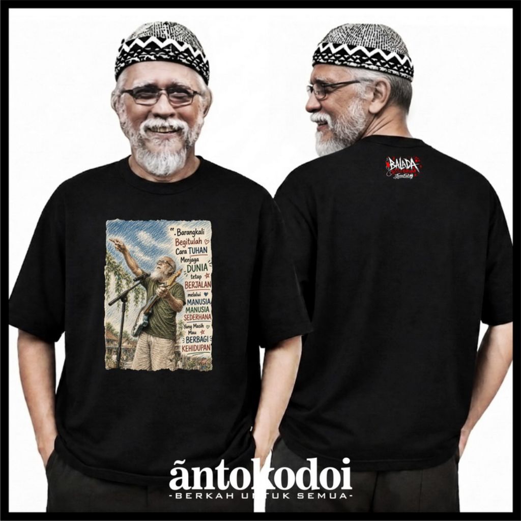 KAOS IWAN FALS/BALADA SETETES KEHIDUPAN/DONOR DARAH/KAOS HITAM/COTTON COMBED 24S/KATUN