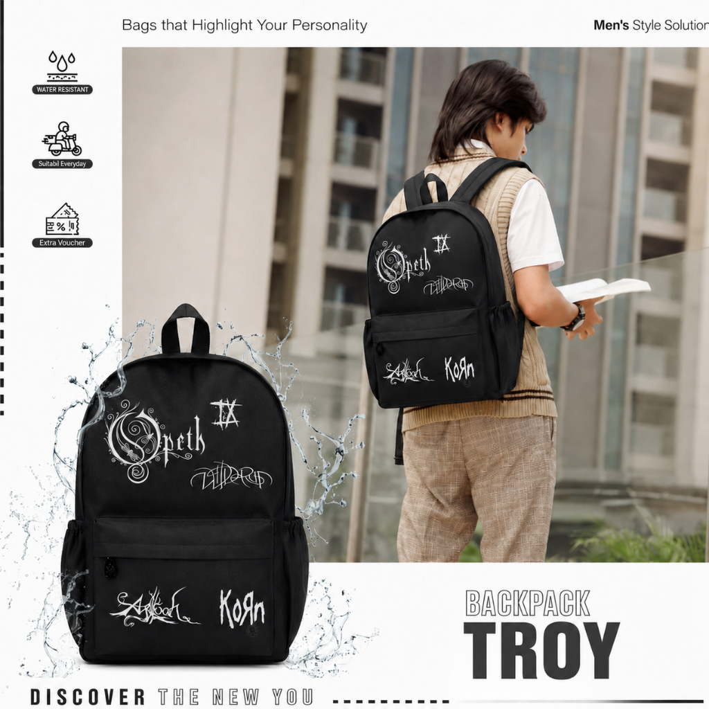 Tas Band Metal Deathcore Rock Cowok – Backpack Band Metal Gaya Korea