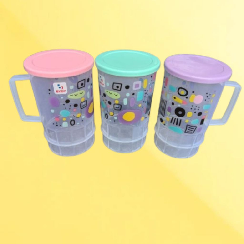 Gelas Jumbo Tutup Draco 700 ML - Mug Tutup Draco Plastik Bening